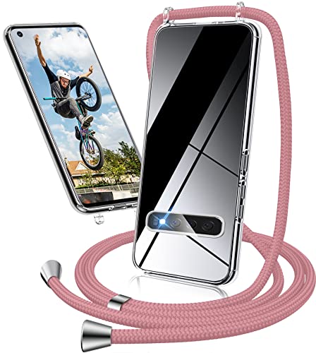 Handykette Hülle für Samsung Galaxy S10 Hülle mit Band, Ultradünn Necklace Handyhülle Samsung S10 Hülle mit Kordel Band zum Umhängen Transparent Case Schutzhülle Samsung S10 mit Kette (Rosa) von Neivi