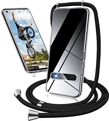 Handykette Hülle für Samsung Galaxy S10 Hülle mit Band, Ultradünn Necklace Handyhülle Samsung S10 Hülle mit Kordel Band zum Umhängen Transparent Case Schutzhülle Samsung S10 mit Kette (Schwarz) von Neivi