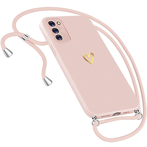 Handykette Hülle für Samsung Galaxy S20 Hülle Necklace, Herz Motiv Muster Handyhülle für Samsung Galaxy S20 Hülle mit Band Kordel zum Umhängeband Ultradünn Hülle für Samsung S20 Handykette (Rosa) von Neivi