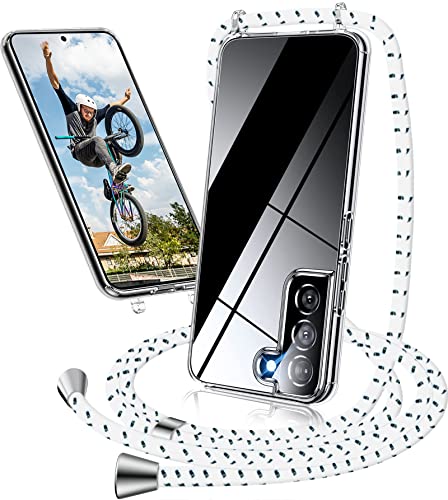 Handykette Hülle für Samsung Galaxy S21 FE Hülle mit Band, Ultradünn Necklace Handyhülle Samsung S21 FE mit Kordel Kette umhängen zumUmhängen Transparent Case Schutzhülle Samsung S21 FE (Weiß) von Neivi