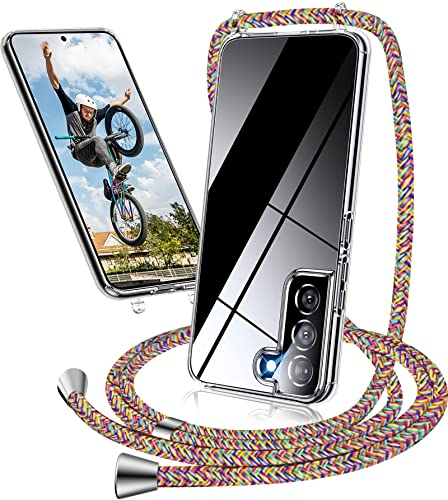 Handykette Hülle für Samsung Galaxy S21 Hülle mit Band, Ultradünn Necklace Handyhülle Samsung S21 Hülle mit Kordel Band zum Umhängen Transparent Case Schutzhülle Samsung S21 5G mit Kette (Farbe) von Neivi