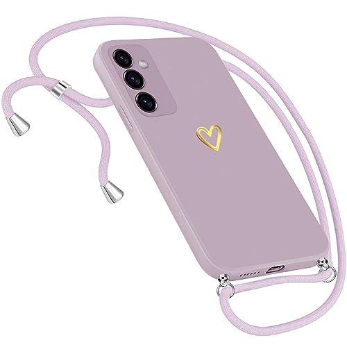 Neivi Hülle für Samsung Galaxy S23 FE, Herz Motiv Muster mit Handykette, Silikon Material, Ultra Dünn, Purpur Neivi Hülle für Samsung Galaxy S23 FE, Herz Motiv Muster mit Handykette, Silikon Material, Ultra Dünn, Purpur von Neivi