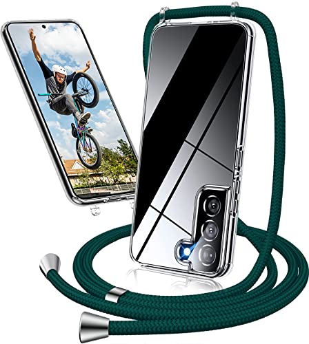 Handykette Hülle für Samsung Galaxy S23 Hülle mit Band, Transparent Necklace Handyhülle Samsung S23 mit Kordel Kette zum Umhängen Ultradünn Durchsichtig Schutzhülle Case Hülle Samsung S23 (Grün) von Neivi