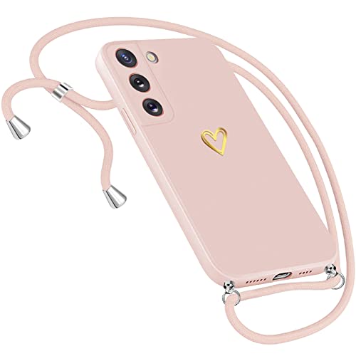 Handykette Hülle für Samsung Galaxy S23 Plus Hülle mit Band Herz Motiv Muster Necklace Handyhülle Samsung Galaxy S23 Plus Hülle Mit Kordel zum Umhänge Dünn Hülle Samsung S23 Plus Handykette (-Rosa) von Neivi