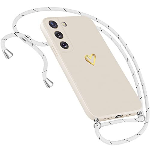 Handykette Hülle für Samsung Galaxy S23 Plus Hülle mit Band Herz Motiv Muster Necklace Handyhülle Samsung Galaxy S23 Plus Hülle Mit Kordel zum Umhänge Dünn Hülle Samsung S23 Plus Handykette (Weiß) von Neivi