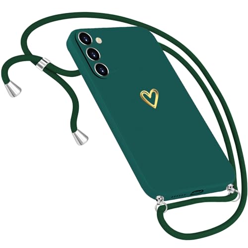 Handykette für Samsung Galaxy S24 Plus, Herz Motiv Muster Hülle Mit Band Kordel zum Umhängen, Ultradünn (Grün) Handykette für Samsung Galaxy S24 Plus, Herz Motiv Muster Hülle Mit Band Kordel zum Umhängen, Ultradünn (Grün) von Neivi