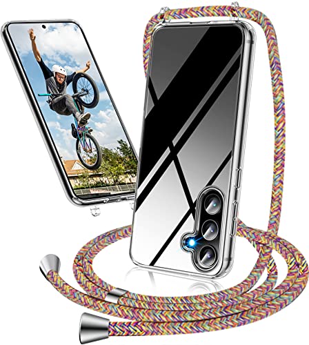 Handykette Hülle für Samsung Galaxy S24 Plus Hülle mit Band, Transparent Necklace Handyhülle Samsung S24 Plus mit Kette mit Kordel zum Umhängen Ultradünn Schutzhülle Case S24 Plus 5G Hülle (Frabe) von Neivi