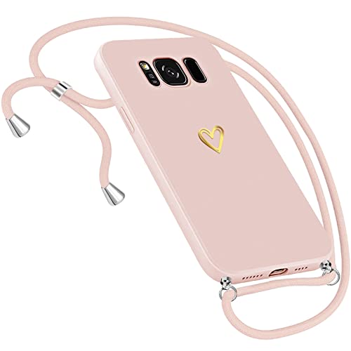 Handykette Hülle für Samsung Galaxy S8 Hülle mit Band Necklace, Herz Motiv Muster Handyhülle für Samsung Galaxy S8 Hülle mit Kette mit Kordel zum Umhänge Band Ultra dünn Samsung S8 Hülle (Pink) Handykette Hülle für Samsung Galaxy S8 Hülle mit Band Necklace, Herz Motiv Muster Handyhülle für Samsung Galaxy S8 Hülle mit Kette mit Kordel zum Umhänge Band Ultra dünn Samsung S8 Hülle (Pink) von Neivi