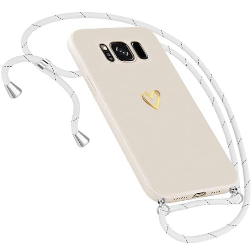 Handykette Hülle für Samsung Galaxy S8 Plus Hülle Necklace, Herz Motiv Muster Handyhülle für Samsung Galaxy S8 Plus Hülle mit Band Kordel zum Umhänge Band Ultradünn Hülle für Samsung S8 Plus (Weiß) von Neivi