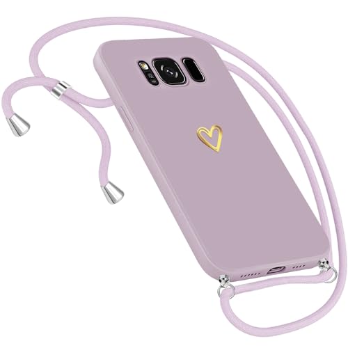 Handykette Hülle für Samsung Galaxy S8 Plus Hülle Necklace, Herz Motiv Muster Handyhülle für Samsung Galaxy S8 Plus Hülle mit Band Kordel zum Umhänge Band Ultradünn Hülle für Samsung S8 Plus (Lila) Handykette Hülle für Samsung Galaxy S8 Plus Hülle Necklace, Herz Motiv Muster Handyhülle für Samsung Galaxy S8 Plus Hülle mit Band Kordel zum Umhänge Band Ultradünn Hülle für Samsung S8 Plus (Lila) von Neivi