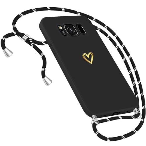 Handykette Hülle für Samsung Galaxy S8 Plus Hülle Necklace, Herz Motiv Muster Handyhülle für Samsung Galaxy S8 Plus Hülle mit Band Kordel zum Umhänge Band Ultradünn Hülle für Samsung S8 Plus (Schwarz) von Neivi