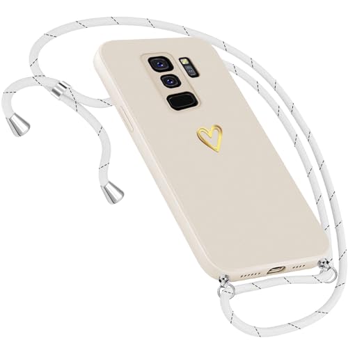 Handykette Hülle für Samsung Galaxy S9 Plus Hülle Necklace, Herz Motiv Muster Handyhülle für Samsung Galaxy S9 Plus Hülle mit Band Kordel zum Umhänge Band Ultradünn Hülle für Samsung S9 Plus (Weiß) von Neivi