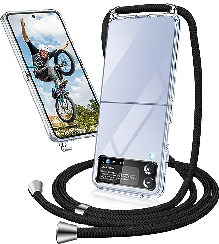 Handykette Hülle für Samsung Galaxy Z Flip 4 Hülle mit Band, Transparent Necklace Handyhülle Samsung Z Flip 4 mit Kette mit Kordel zumUmhängen Ultradünn Schutzhülle Hülle Samsung Z Flip 4 5G (Schwarz) Handykette Hülle für Samsung Galaxy Z Flip 4 Hülle mit Band, Transparent Necklace Handyhülle Samsung Z Flip 4 mit Kette mit Kordel zumUmhängen Ultradünn Schutzhülle Hülle Samsung Z Flip 4 5G (Schwarz) von Neivi