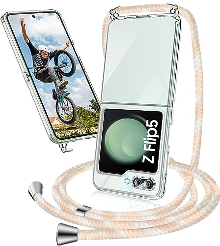 Handykette Hülle für Samsung Galaxy Z Flip 5 Hülle mit Band, Transparent Necklace Handyhülle Samsung Z Flip 5 mit Kette mit Kordel zum Umhängen Ultradünn Schutzhülle Case Hülle Z Flip 5 5G (Rosa) Handykette Hülle für Samsung Galaxy Z Flip 5 Hülle mit Band, Transparent Necklace Handyhülle Samsung Z Flip 5 mit Kette mit Kordel zum Umhängen Ultradünn Schutzhülle Case Hülle Z Flip 5 5G (Rosa) von Neivi
