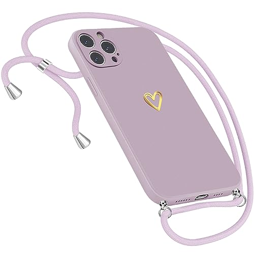 Neivi Handykette Hülle für iPhone 14 Pro, Golden, Herz Motiv Muster, Silikon, Strap mit abnehmbarer Kette Neivi Handykette Hülle für iPhone 14 Pro, Golden, Herz Motiv Muster, Silikon, Strap mit abnehmbarer Kette von Neivi