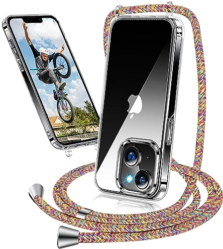 Handykette Hülle für iPhone 15 Hülle mit Band, Transparent Necklace Handyhülle iPhone 15 mit Kette mit Kordel zum Umhängen Ultradünn Durchsichtig Schutzhülle Case Hülle iPhone 15 Band (Frabe) von Neivi