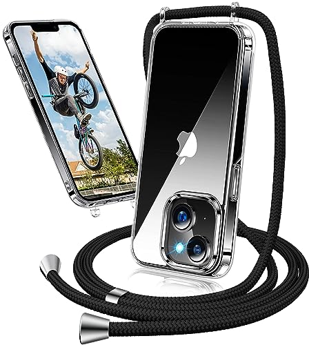 Neivi Hülle für iPhone 15, Transparent, Schwarz, mit Band und Kette, Ultradünn, Schutzhülle Case mit Kordel zum Umhängen Neivi Hülle für iPhone 15, Transparent, Schwarz, mit Band und Kette, Ultradünn, Schutzhülle Case mit Kordel zum Umhängen von Neivi