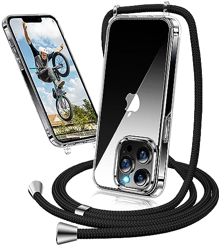 Handykette Hülle für iPhone 15 Pro Hülle mit Band, Transparent Necklace Handyhülle iPhone 15 Pro mit Kette mit Kordel zum Umhängen Ultradünn Durchsichtig Schutzhülle Case Hülle iPhone 15 Pro von Neivi