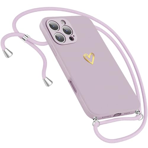 Handykette Hülle für iPhone 16 Pro Hülle mit Band Necklace, Herz Motiv Muster Handyhülle für iPhone 16 Pro 5G Hülle mit Kette mit Kordel zum Umhänge Band Ultra dünn 16 Pro Hülle 6.3-inch (Lila) Handykette Hülle für iPhone 16 Pro Hülle mit Band Necklace, Herz Motiv Muster Handyhülle für iPhone 16 Pro 5G Hülle mit Kette mit Kordel zum Umhänge Band Ultra dünn 16 Pro Hülle 6.3-inch (Lila) von Neivi