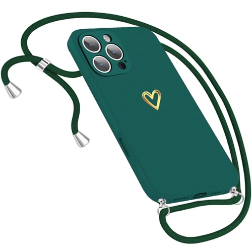 Handykette Hülle für iPhone 16 Pro Hülle mit Band Necklace, Herz Motiv Muster Handyhülle für iPhone 16 Pro 5G Hülle mit Kette mit Kordel zum Umhänge Band Ultra dünn 16 Pro Hülle 6.3-inch (Grün) Handykette Hülle für iPhone 16 Pro Hülle mit Band Necklace, Herz Motiv Muster Handyhülle für iPhone 16 Pro 5G Hülle mit Kette mit Kordel zum Umhänge Band Ultra dünn 16 Pro Hülle 6.3-inch (Grün) von Neivi