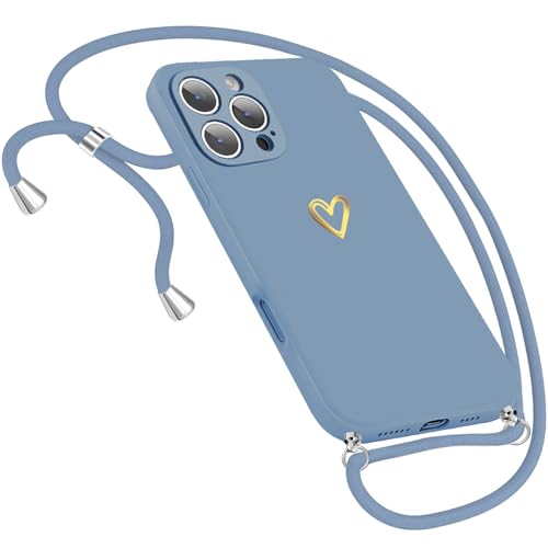 Handykette Hülle für iPhone 16 Pro Max Hülle mit Band Necklace, Herz Motiv Muster Handyhülle für iPhone 16 Pro Max 5G Hülle mit Kette mit Kordel zum Umhänge Band Ultra dünn 16 Pro Max Hülle (Blau) Handykette Hülle für iPhone 16 Pro Max Hülle mit Band Necklace, Herz Motiv Muster Handyhülle für iPhone 16 Pro Max 5G Hülle mit Kette mit Kordel zum Umhänge Band Ultra dünn 16 Pro Max Hülle (Blau) von Neivi