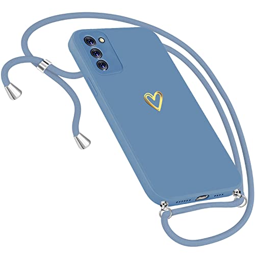 Neivi Handykette Hülle für Samsung Galaxy S20 FE Hülle Necklace,Herz Motiv Muster Handyhülle Samsung Galaxy S20 FE Hülle Band Kordel zum Umhänge Band Ultradünn Hülle für Samsung S20 FE 5G/4G (Blau) von Neivi