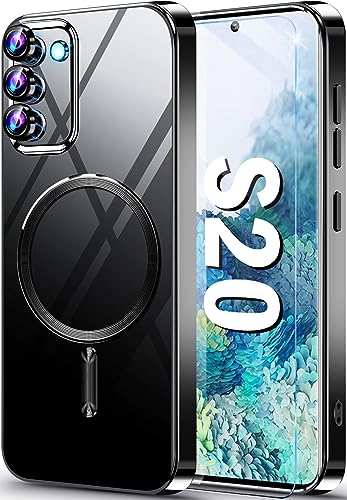 Neivi für Samsung Galaxy S20 Hülle für Mag-Safe mit Kameraschutz & Schutzfolie, Transparent Vergilbungsfrei [Unzerstörbarer Militärschutz] Dünn Stoßfeste Schutzhülle Handyhülle für Samsung S20-Schwarz von Neivi
