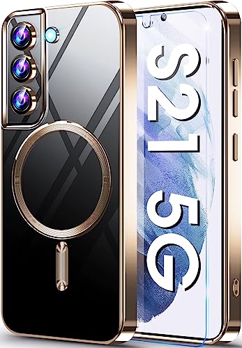 Neivi für Samsung Galaxy S21 Hülle für MagSafe mit Kameraschutz mit Schutzfolie,Transparent Vergilbungsfrei Unzerstörbarer Militärschutz Stoßfeste Schutzhülle Handyhülle Samsung Galaxy S21 (Gold1) Neivi für Samsung Galaxy S21 Hülle für MagSafe mit Kameraschutz mit Schutzfolie,Transparent Vergilbungsfrei Unzerstörbarer Militärschutz Stoßfeste Schutzhülle Handyhülle Samsung Galaxy S21 (Gold1) von Neivi