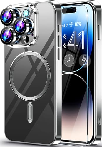Neivi für iPhone 15 Pro Hülle Kompatibel mit Mag-Safe mit Kameraschutz mit Schutzfolie, Handyhülle iPhone 15 Pro Transparent Vergilbungsfrei Unzerstörbarer Dünn Stoßfeste Schutzhülle Case Silber Neivi für iPhone 15 Pro Hülle Kompatibel mit Mag-Safe mit Kameraschutz mit Schutzfolie, Handyhülle iPhone 15 Pro Transparent Vergilbungsfrei Unzerstörbarer Dünn Stoßfeste Schutzhülle Case Silber von Neivi