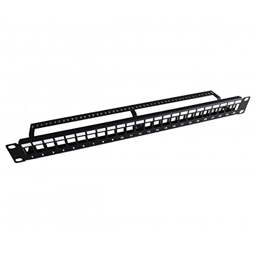 Neklan 19" 1U Panel - Keystone - 24 Ports ohne RJ45 - Steckplätze (RJ-45, schwarz, 1U) von Neklan