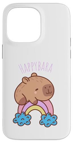 Happybara Capybara auf Regenbogen niedliches positives Cartoon-Tier Hülle für iPhone 14 Pro Max von NekoKuma Studio