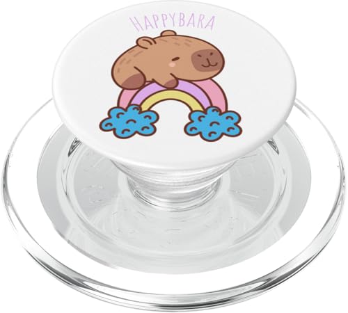 Happybara Capybara auf Regenbogen niedliches positives Cartoon-Tier PopSockets PopGrip für MagSafe von NekoKuma Studio