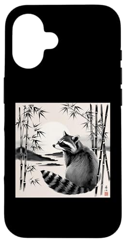 Japanische Sumi-Sonne-Bambus-Waschbär-Kunst – Japanischer Waschbär Hülle für iPhone 16 Japanische Sumi-Sonne-Bambus-Waschbär-Kunst – Japanischer Waschbär Hülle für iPhone 16 von NekoKuma Studio