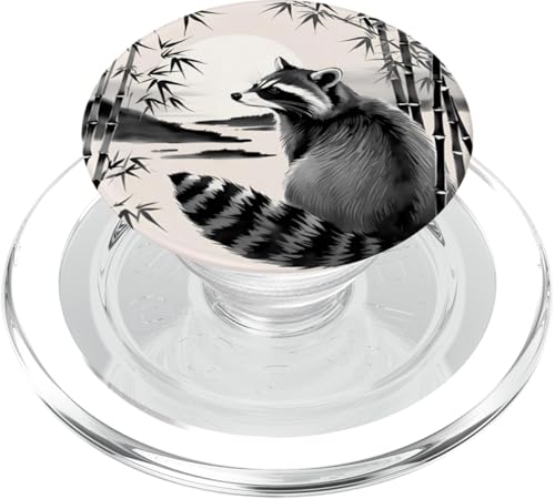 Japanische Sumi-Sonne-Bambus-Waschbär-Kunst – Japanischer Waschbär PopSockets PopGrip für MagSafe Japanische Sumi-Sonne-Bambus-Waschbär-Kunst – Japanischer Waschbär PopSockets PopGrip für MagSafe von NekoKuma Studio