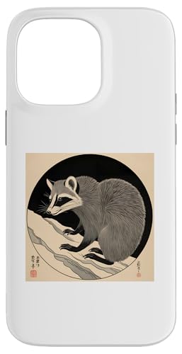 Japanischer Waschbär Sumi-e mit runder Tinte, Vintage-Stil Hülle für iPhone 14 Pro Max Japanischer Waschbär Sumi-e mit runder Tinte, Vintage-Stil Hülle für iPhone 14 Pro Max von NekoKuma Studio