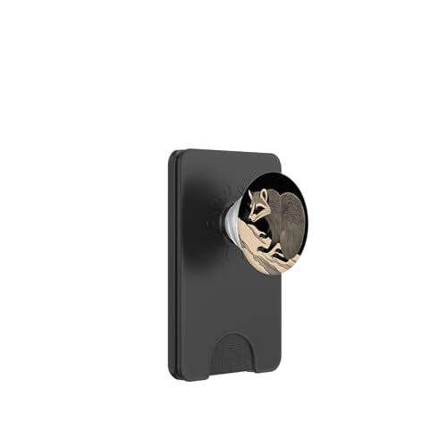 Japanischer Waschbär Sumi-e mit runder Tinte, Vintage-Stil PopSockets PopWallet für MagSafe Japanischer Waschbär Sumi-e mit runder Tinte, Vintage-Stil PopSockets PopWallet für MagSafe von NekoKuma Studio