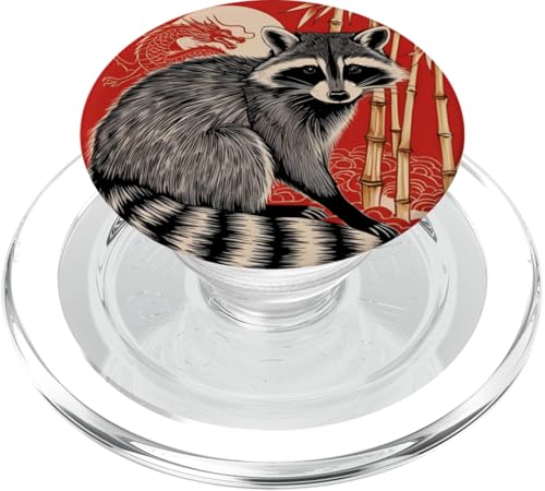 Japanischer roter Drache Tintenwaschbär – japanische Waschbär-Kunst PopSockets PopGrip für MagSafe Japanischer roter Drache Tintenwaschbär – japanische Waschbär-Kunst PopSockets PopGrip für MagSafe von NekoKuma Studio