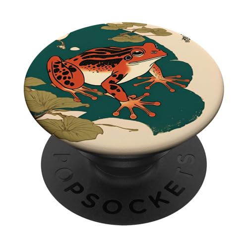 Lustiger japanischer orangefarbener Frosch Ukiyo-e Stil - moderne Froschkunst PopSockets Klebender PopGrip Lustiger japanischer orangefarbener Frosch Ukiyo-e Stil - moderne Froschkunst PopSockets Klebender PopGrip von NekoKuma Studio