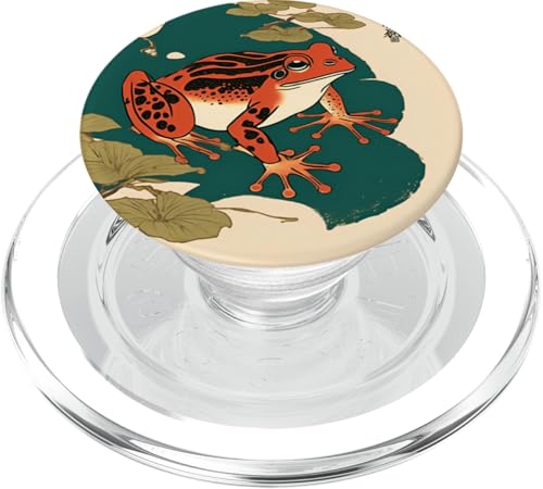 Lustiger japanischer orangefarbener Frosch Ukiyo-e Stil - moderne Froschkunst PopSockets PopGrip für MagSafe von NekoKuma Studio