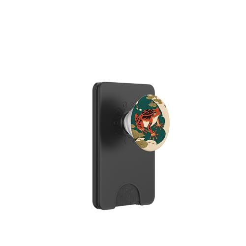 Lustiger japanischer orangefarbener Frosch Ukiyo-e Stil - moderne Froschkunst PopSockets PopWallet für MagSafe von NekoKuma Studio