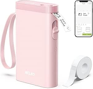 Nelko Etikettendrucker, Bluetooth P21 Selbstklebendes Etikettiergerät Tragbarer beschriftungsgerät selbstklebend Labeldrucker, Mini Label Printer mit iOS Android,Für Zuhause, Büro, Hellgrau von Nelko