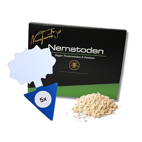 NemaTaurus® SF-Nematoden, 1 Mio für 2m² + 5 Blaustecker, effektive Lösung gegen Thripse, Trauermücken, Schädlinge an Zimmerpflanzen, Balkonpflanzen, im Gewächshaus von NemaTaurus
