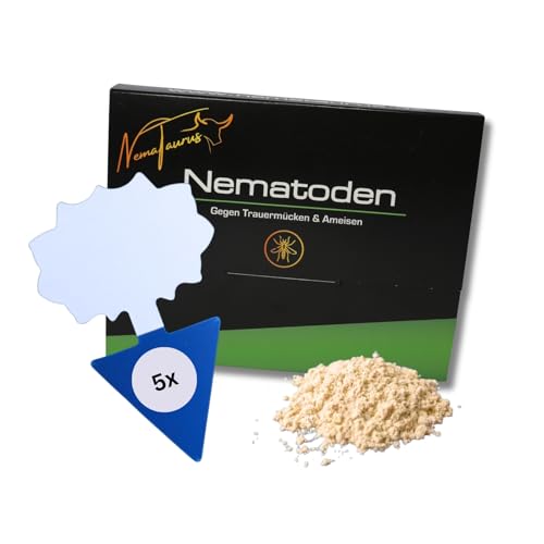 NemaTaurus® SF-Nematoden, 25 Mio für 50m² + 5 Blaustecker, effektive Lösung gegen Thripse, Trauermücken, Schädlinge an Zimmerpflanzen, Balkonpflanzen, im Gewächshaus von NemaTaurus