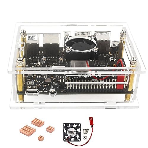 Nemeaii Acrylgehäuse für VisionFive 2-Entwicklungsboard, Entwicklungsboard-Box, Transparentes Gehäuse mit Kühlventilator, Kühlkörper-Kit, Langlebig, Einfache Installation von Nemeaii