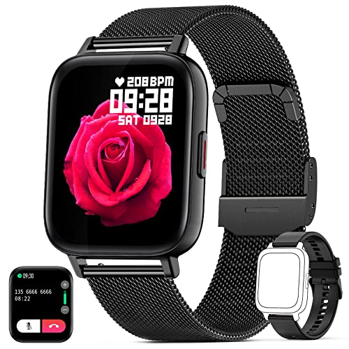 Nemheng Smartwatch, 1.69 Zoll Touchscreen Armbanduhr mit Bluetooth Anruffunktion, IP67 Wasserdicht Fitness Tracker mit Schlafmonitor Pulsuhr Blutdruck, Schrittzähler Sportuhr für Android iOS von Nemheng