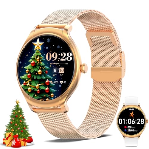 Nemheng Smartwatch Damen mit Telefonfunktion,1.39 Zoll Touchscreen Armbanduhr mit Pulsuhr Schlafmonitor Menstruationszyklus Schrittzähler,113 Sportmodi Sportuhr für Android iOS von Nemheng