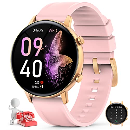 Smartwatch Damen mit Telefonfunktion, 1.32" Touchscreen Uhren Fitness Tracker mit Personalisiertem Bildschirm,Weibliches Zyklus Management,Pulsmesser Schlafmonitor, IP67 Armbanduhr für Android iOS von Nemheng