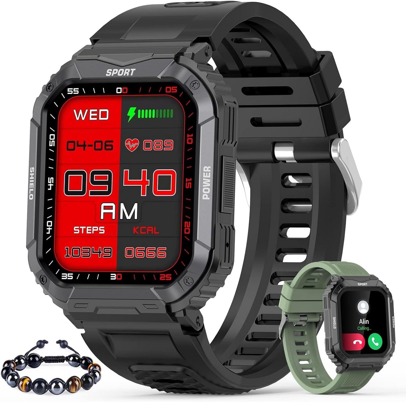 Nendefin Smartwatch (1,83 Zoll, Android, iOS), Telefonfunktion 1,83 Touchscreen Armbanduhr 5ATM Wasserdicht Sportuhr" von Nendefin