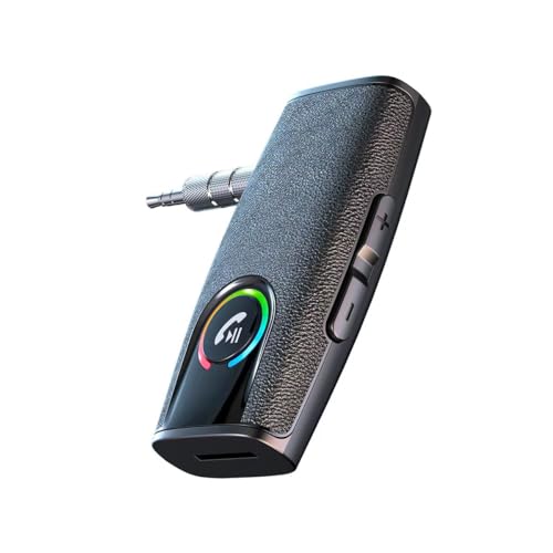 AUX Bluetooth Adapter Auto, Bluetooth 5.3 Empfänger mit Lärmminderung Aux Freisprechanrufen, Drahtloser Bluetooth Musik Receiver für Stereoanlage/Kopfhörer, Dual Verbindung, 16H Standby von Neoiteck