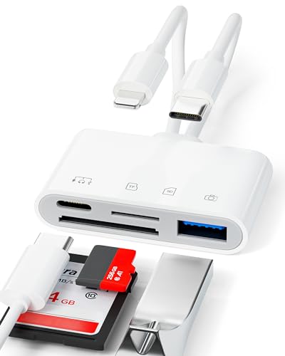 SD Kartenleser für i-Phone 15, USB OTG Adapter für i-Phone SD Kartenleser, USB C Kartenleser Dual Kartensteckplatz Speicherkartenleser Geräte mit TF & SD Kartensteckplätzen, unterstützt SDHC/SDXC/MMC von Neoiteck